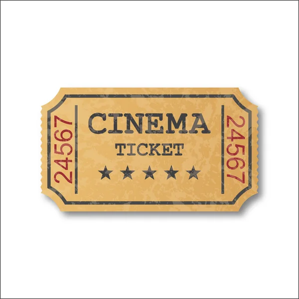 Gerçekçi retro kağıt sinema Bilet — Stok Vektör