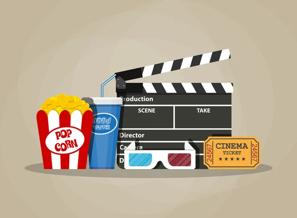 Retro filmset. bioscoop items — Stockvector