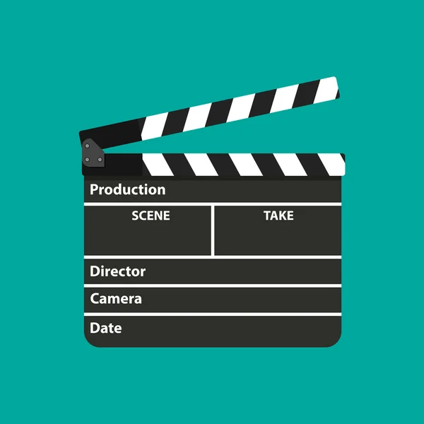 Negro abierto clapperboard. Tablero de aplausos de película — Vector de stock