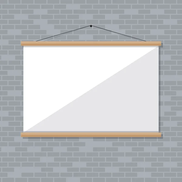 Pantalla del proyector en la pared de ladrillo — Vector de stock