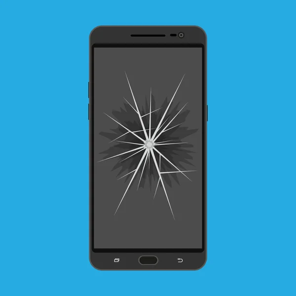 Smartphone con pantalla táctil y pantalla rota — Vector de stock