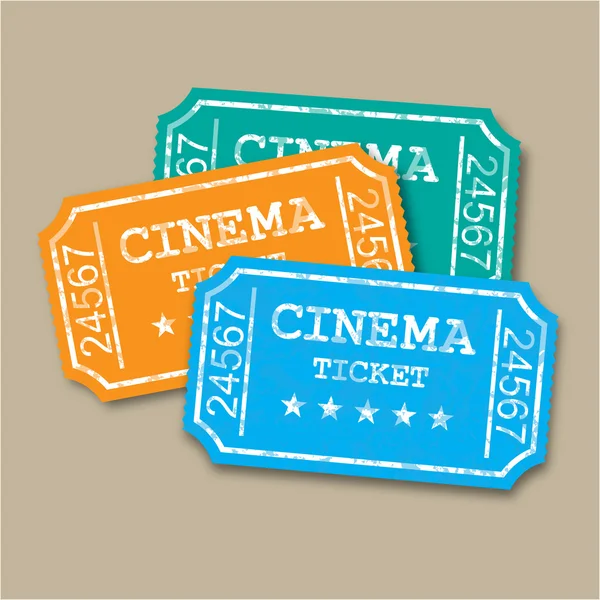Gerçekçi retro kağıt sinema biletleri — Stok Vektör