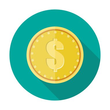 Altın sikke simge Doları para birimi simgesiyle.