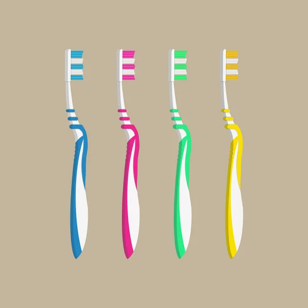 Cepillo de dientes en diferentes colores. icono del cepillo dental — Vector de stock