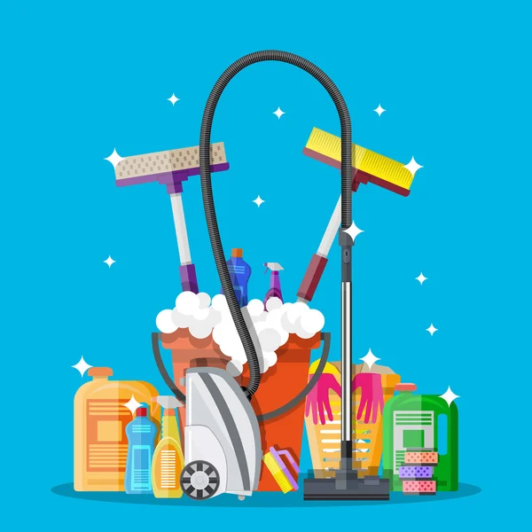 Progettazione poster per servizi di pulizia e forniture — Vettoriale Stock