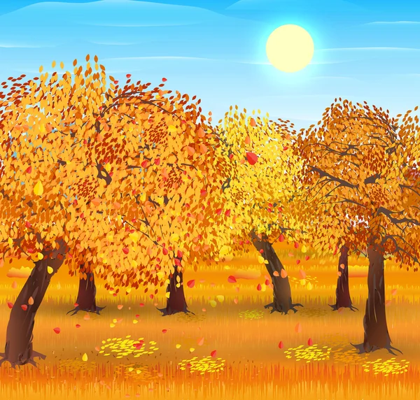 Paysage naturel d'automne avec forêt — Image vectorielle