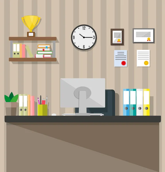 Espace de travail de bureau moderne . — Image vectorielle