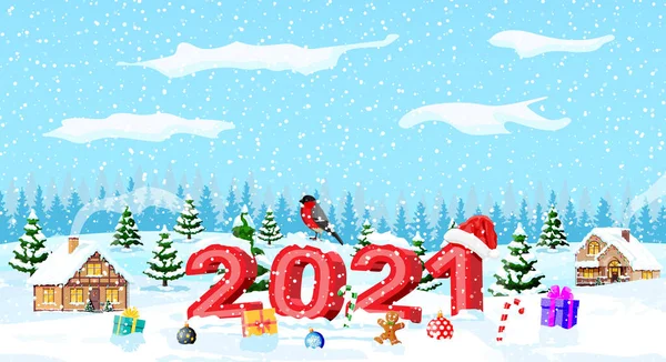 Feliz Navidad y Año Nuevo tarjeta de felicitación de vacaciones — Vector de stock