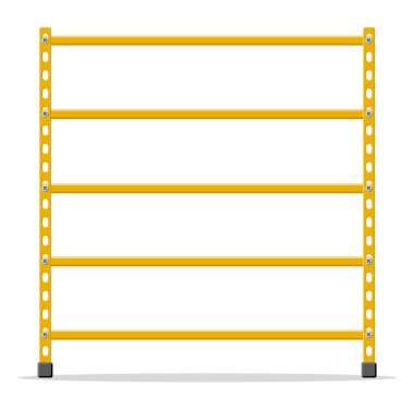 Metal sarı raf. Boş metal depolama rafları