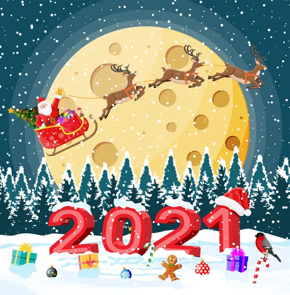 メリークリスマスとお正月のグリーティングカード — ストックベクタ