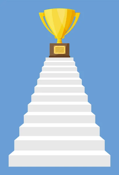 Trophée d'or sur échelle du succès. — Image vectorielle