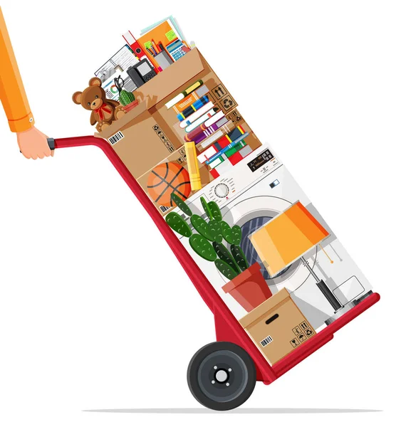 Hand truck and package for transportation. — Stock Vector