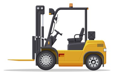 Sarı forklift kamyonu beyaz arkaplanda izole edildi