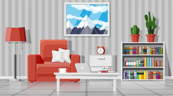 Interiér moderního obývacího pokoje. — Stockový vektor