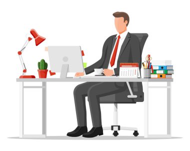 İş adamıyım. Modern ofis çalışma alanı