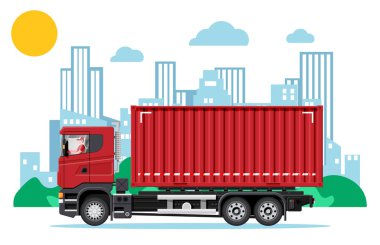 Şehir planında nakliye konteynırı aracı