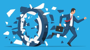 İşadamı koşuyor ve hedefi kırıyor.