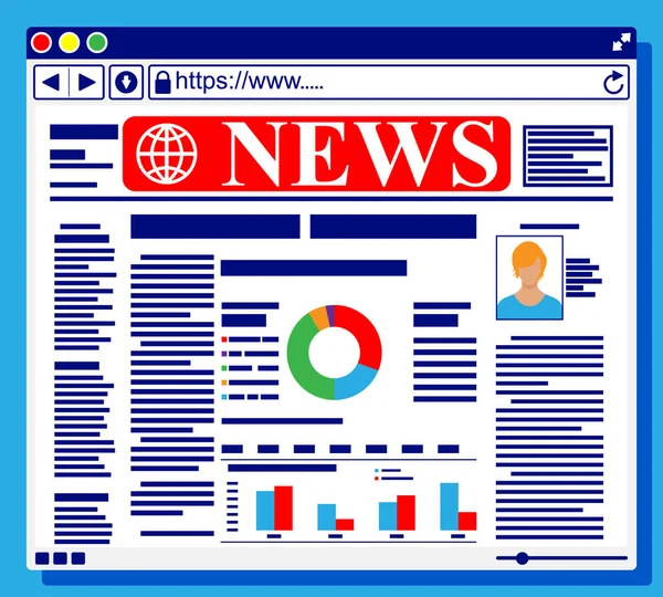Business news on computer browser. — Stock Vector