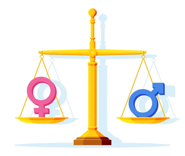 ピンクと青の性別のシンボルの重量にバランス. — ストックベクタ