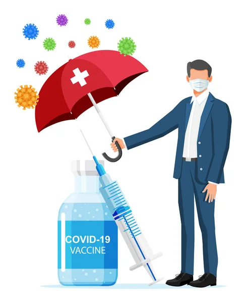 Vaccinazione contro il coronavirus. Tempo di vaccinazione — Vettoriale Stock