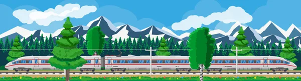 Высокоскоростной поезд и летний пейзаж — стоковый вектор
