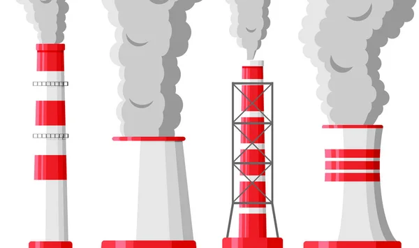 Tuyaux d'usine fumeur sur fond blanc. — Image vectorielle