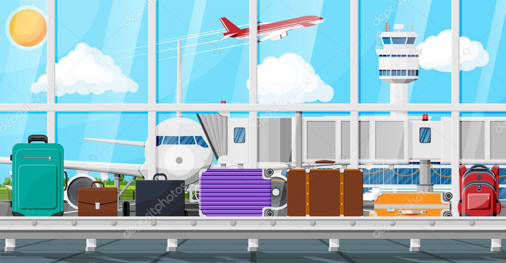 Conveyor Belt With Passenger Luggage Baggage Claim