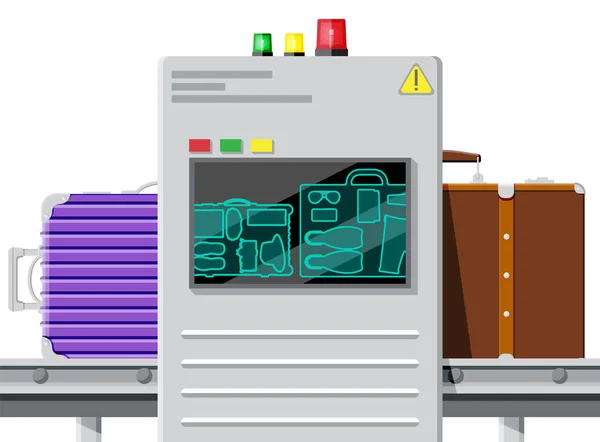 Scanner di sicurezza aeroportuale. Trasportatore con bagaglio — Vettoriale Stock