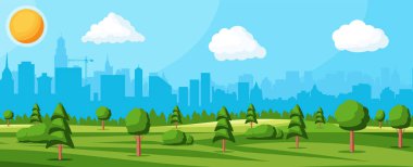 Şehir Parkı Konsepti. Şehir Ormanı Panoraması.