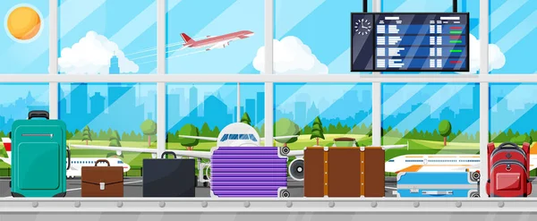 Pasek transportowy z bagażem pasażerskim Odbiór bagażu — Wektor stockowy