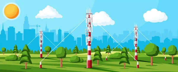 Transmission Cellular Tower Antenne Landschaft — Stockvektor