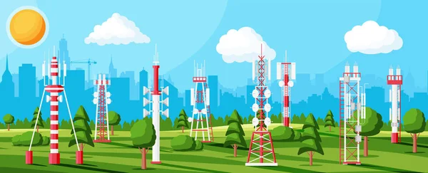 Transmission Cellular Tower Antenna Landscape — Stockový vektor