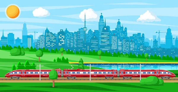 Transport med expresståg i City — Stock vektor