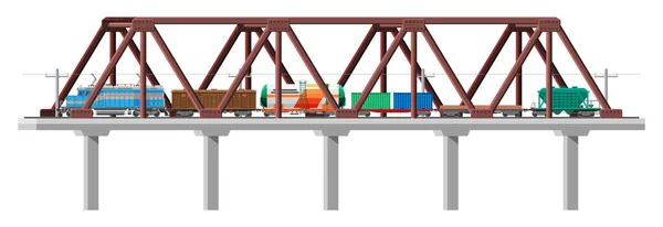 Train de marchandises sur le pont — Image vectorielle