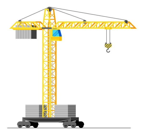 Construction Tower Crane Isolated on White. — Stock Vector