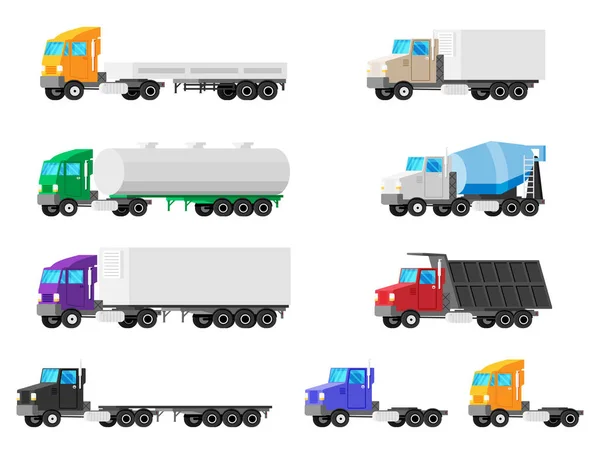 Conjunto de camiones aislados en blanco. — Vector de stock