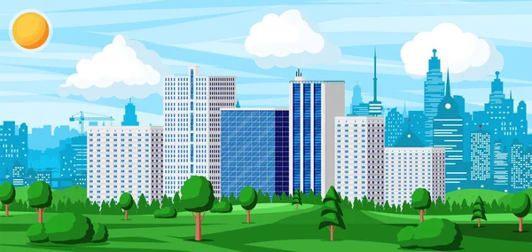 City Park Concept. Panorama de la forêt urbaine. — Image vectorielle