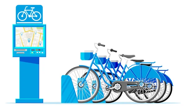 Sistema de compartilhamento de bicicletas da cidade isolado em branco. —  Vetores de Stock