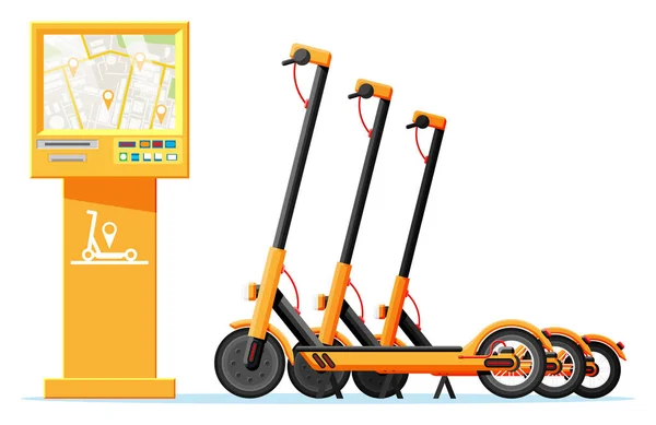 Bérlése Electric Scooter koncepció. — Stock Vector