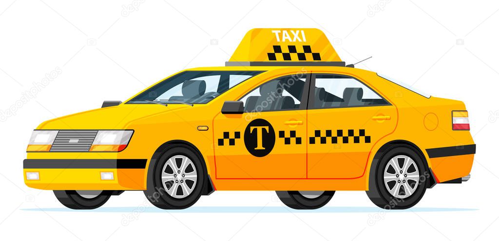 Taxi Car Isolated on White Background.
