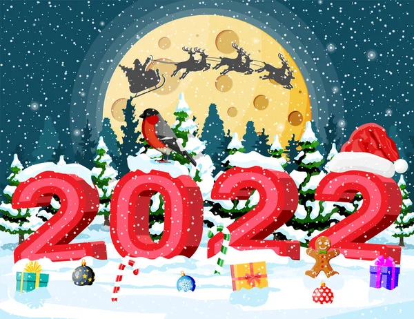 Feliz Natal e Ano Novo cartão de saudação do feriado — Vetor de Stock