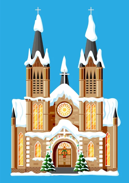 Kościół pokryty śniegiem — Wektor stockowy