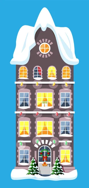 Maison de ville Neige couverte — Image vectorielle