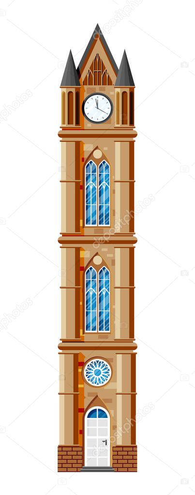 Clock Tower Isolated on White.