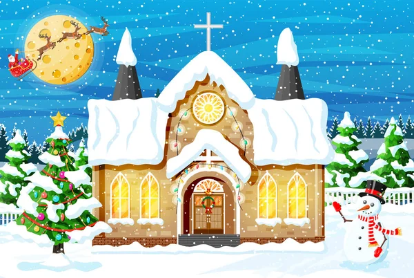 教堂覆盖的雪. — 图库矢量图片