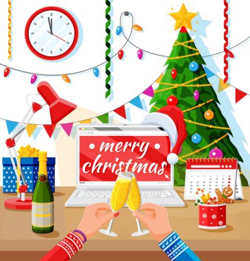 Noel ve Yeni Yıl Ofis Çalışma Alanı