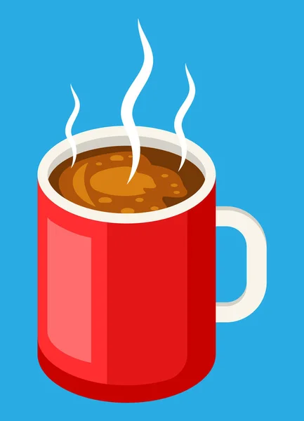 Tasse rouge de café à la vapeur — Image vectorielle