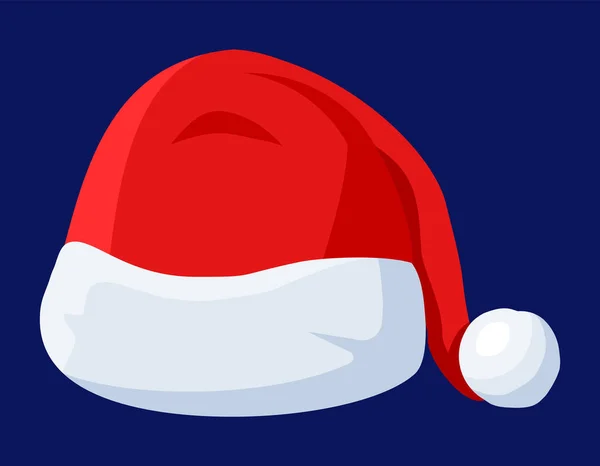 Sombrero Santa Claus rojo aislado sobre fondo azul . — Vector de stock