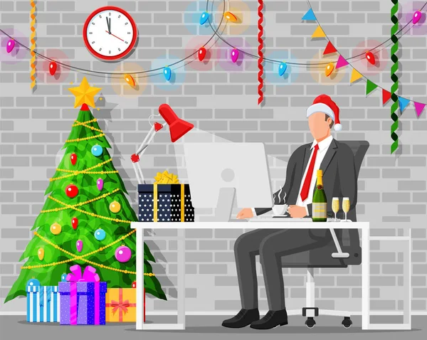 Weihnachten und Neujahr Büroarbeitsplätze — Stockvektor