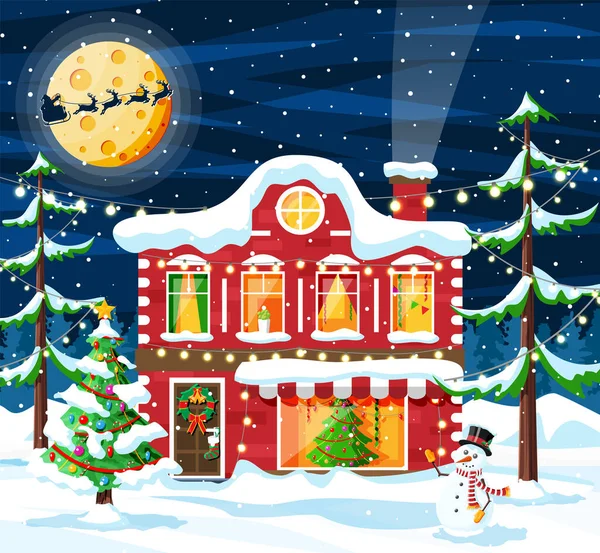 Jul nyår Vinterlandskap — Stock vektor